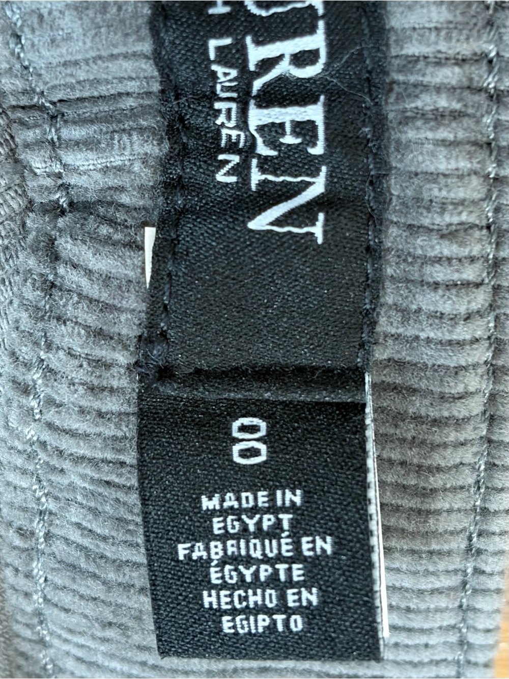NWT LRL Gray Mid-Rise Straight-Leg Corduroy Pants (00) - Picture 9 of 10
